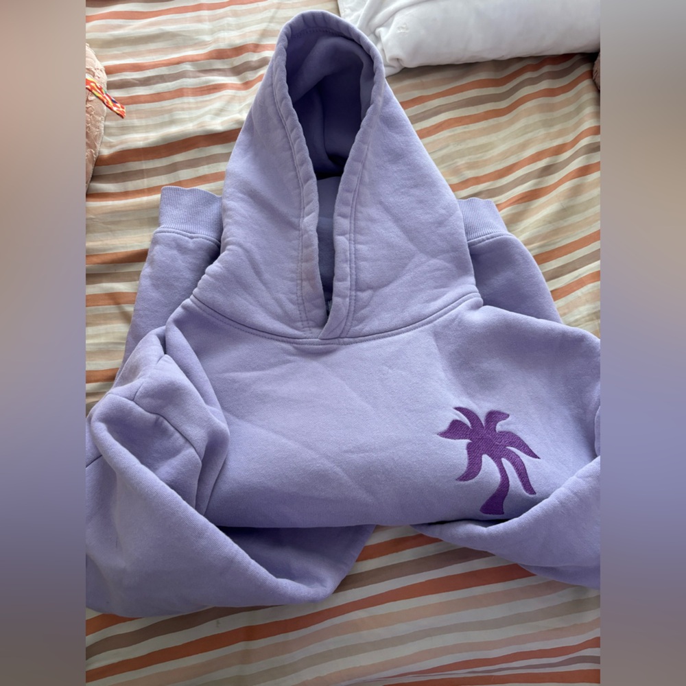 Pink palm puff hoodie